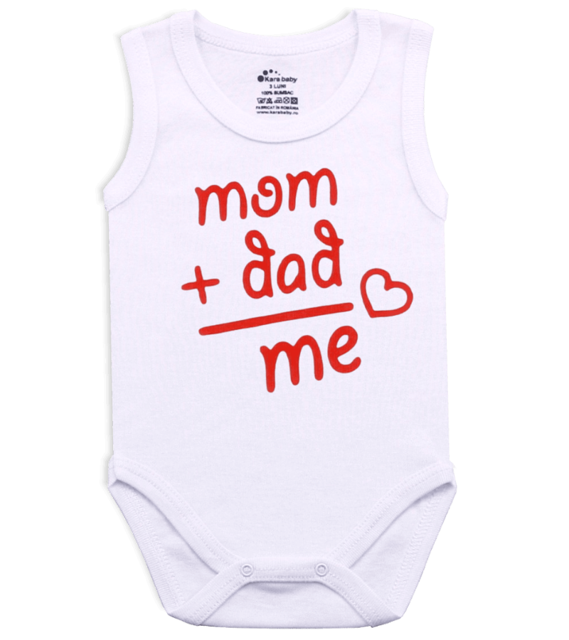 Body bebeluși tip maiou, mesaj “mom+dad”
